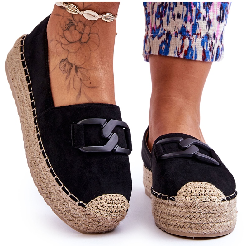 Women's Classic Platform Espadrilles Black Maurine