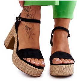 FI1 Comfortable suede sandals on a massive black Elishia bar