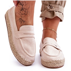 FI1 Women's Suede Espadrilles Light Beige Keyla