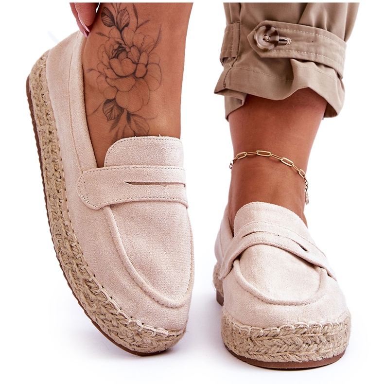 FI1 Women's Suede Espadrilles Light Beige Keyla