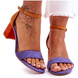 FB1 Purple And Yellow Quincy Suede Low Heel Sandals