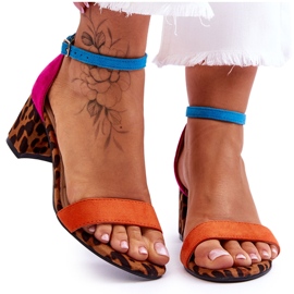 FB1 Multicolor Quincy Spotted Low Heel Suede Sandals multicolored