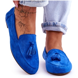 FB1 Suede Classic Fringed Loafers Blue Averil
