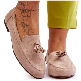 FB1 Suede Classic Loafers With Tassels Beige Averil