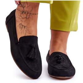 FB1 Suede Classic Loafers With Tassels Black Averil