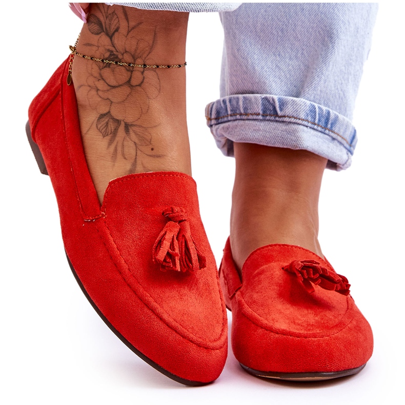 Suede Classic Loafers With Tassels Dark Orange Averil