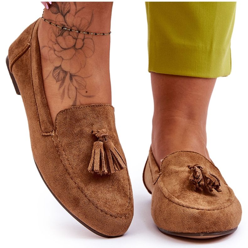 FB1 Suede Classic Loafers With Tassels Brown Averil beige
