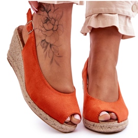 FB1 Orange Elsie Suede Wedge Sandals