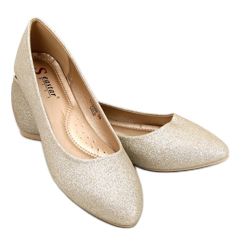 Seastar Chiesa Gold glitter ballerinas golden