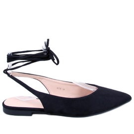 PA1 Dentoni Black lace-up ballet flats