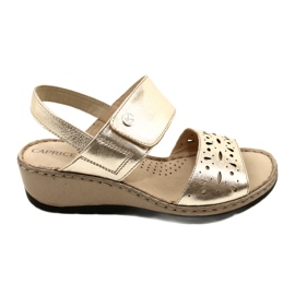 Women's leather sandals Caprice 28253-20 959 Platino Metalic golden