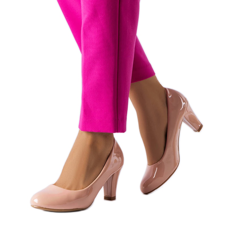 Pink patent leather pumps from Burkett