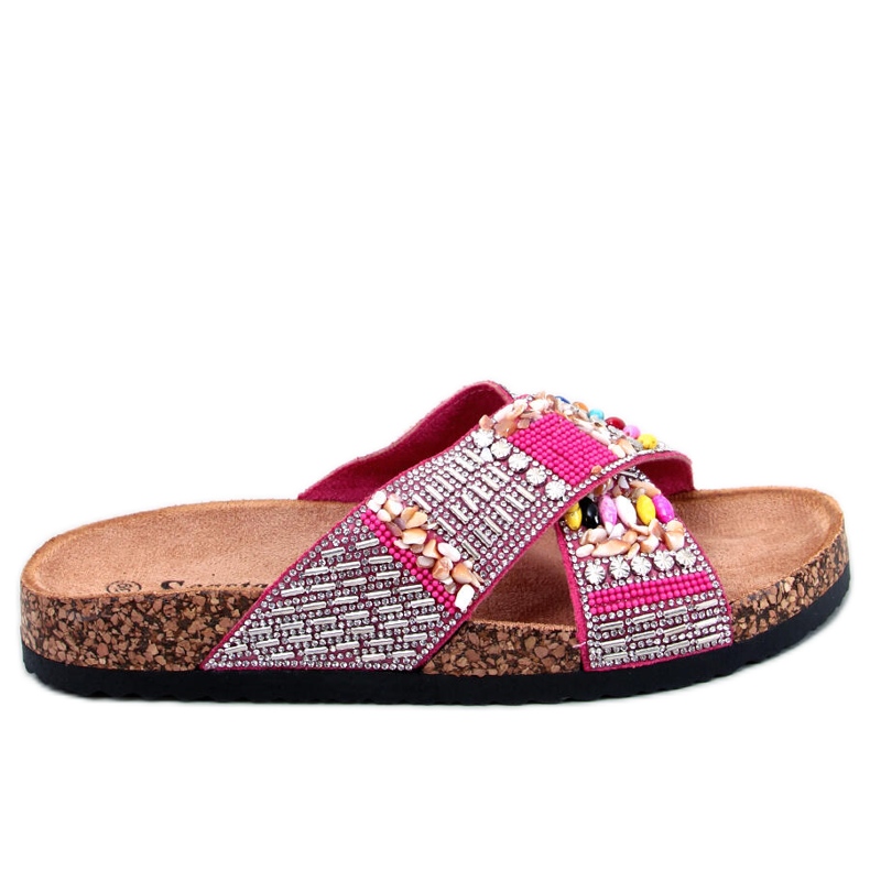 PA1 Rezai Fuchsia beaded cork slides pink