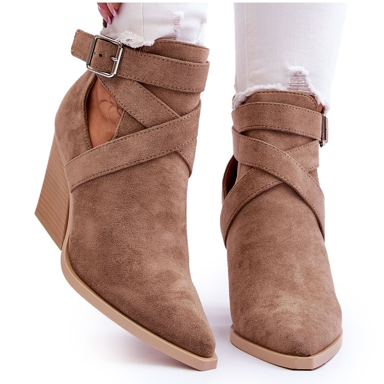 FI1 Women's Suede Cowboy Boots Dark Beige Dennise FI1 Women's Suede Cowboy Boots Dark Beige Dennise