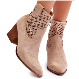 FB1 Women's Suede Cowboy Boots Beige Norvella FB1 Women's Suede Cowboy Boots Beige Norvella