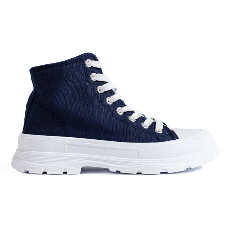 Shelovet women's high-top textile sneakers blue