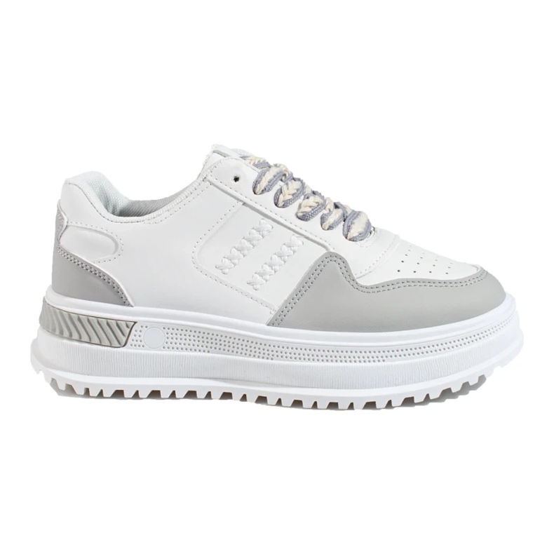 Women's sports shoes sneakers on a high platform Shelovet white and gray