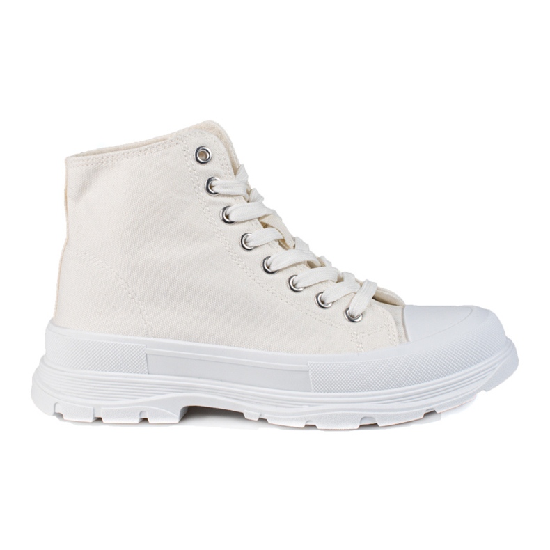 Shelovet white high-top women's fabric sneakers Shelovet white high-top women's fabric sneakers