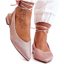 Beige Tied Ballerinas With Rhinestones Mavis brown