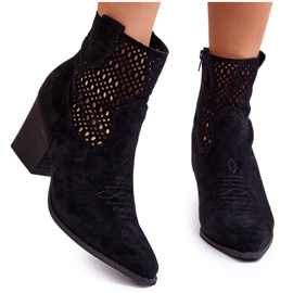 Women's Suede Cowboy Boots On Heel Black Norvella