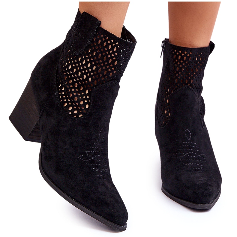 Women's Suede Cowboy Boots On Heel Black Norvella Women's Suede Cowboy Boots On Heel Black Norvella