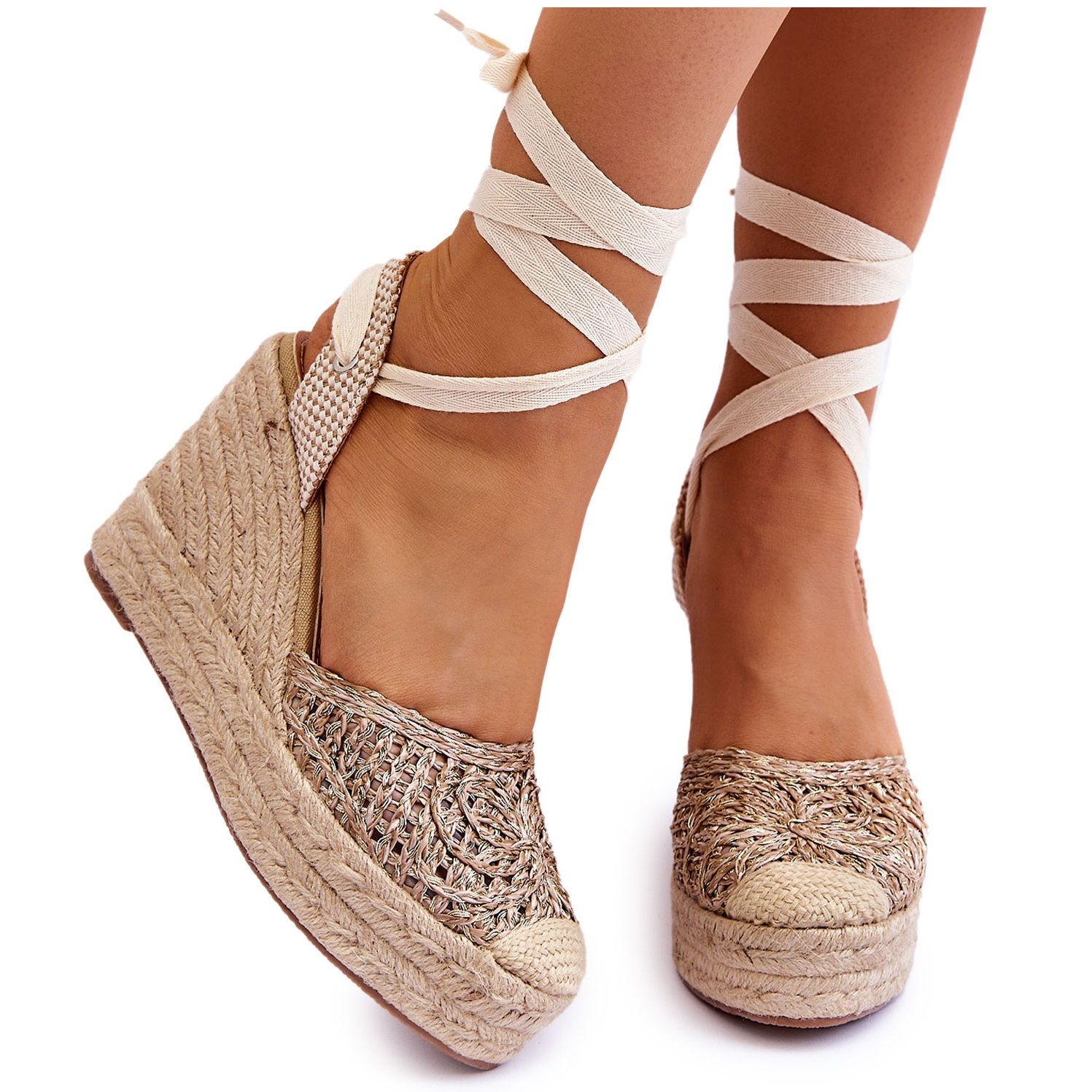 Lace up 2025 white wedges