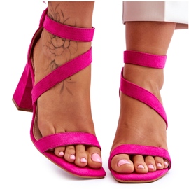 Women's Suede High Heel Sandals Fuchsia Lanes pink