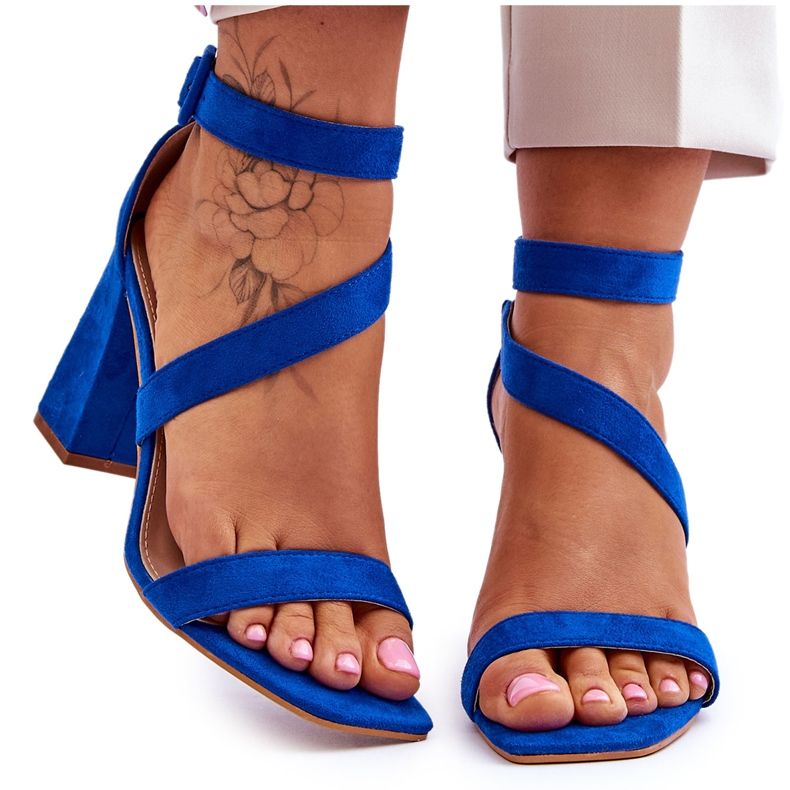 Women's Suede High Heel Sandals Blue Lanes