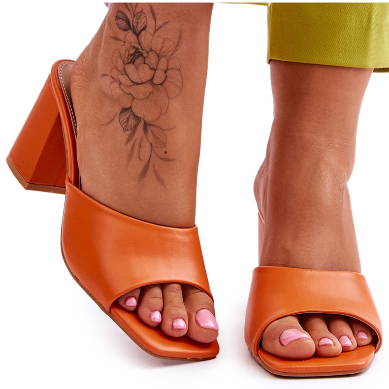 Women's Loara Orange Leather Classic Slippers Women's Loara Orange Leather Classic Slippers