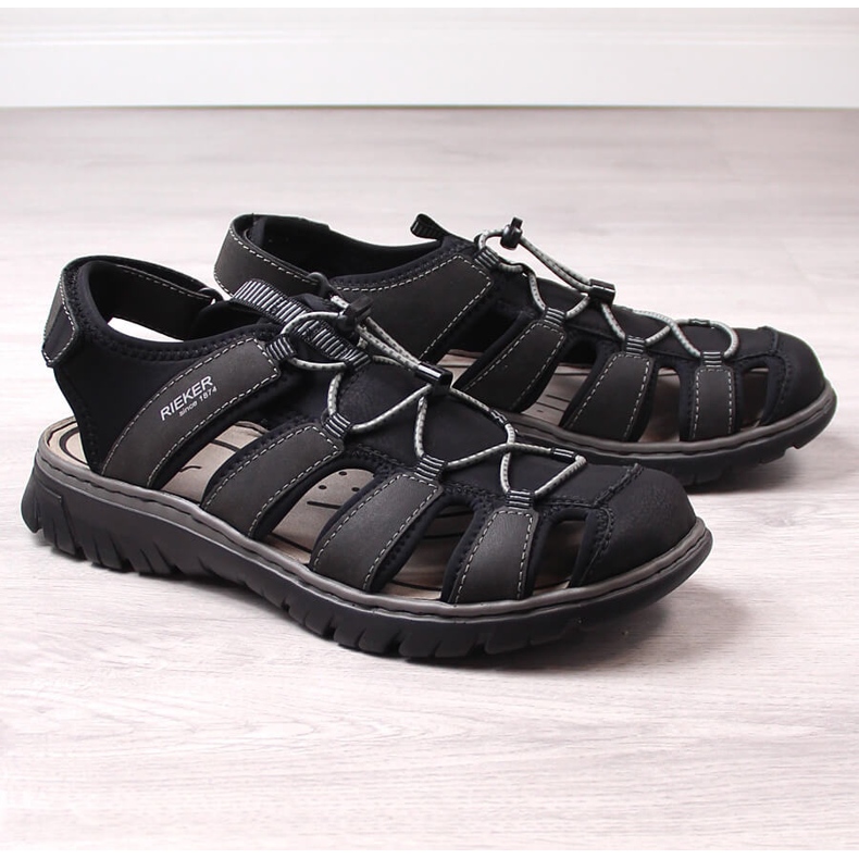 Rieker 26770-00 men's comfortable black built-in sandals