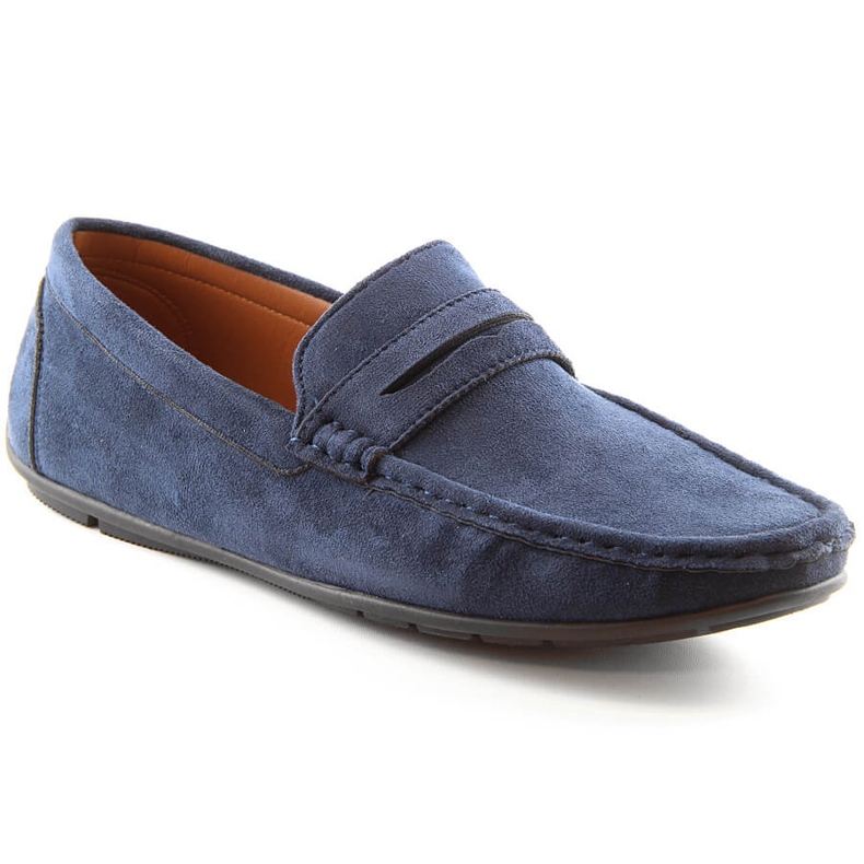 Men's navy blue suede slip-on moccasins McKeylor 2259