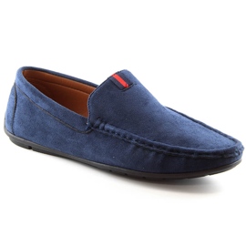 Moccasins men's suede slip-on shoes navy blue McKeylor 2260