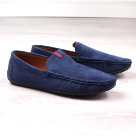 Moccasins men's suede slip-on shoes navy blue McKeylor 2260