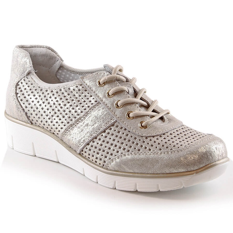 Filippo DP028 leather openwork women's sports shoes golden