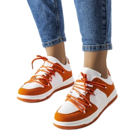 Orange sneakers with combined materials from Hila white Orange sneakers with combined materials from Hila white