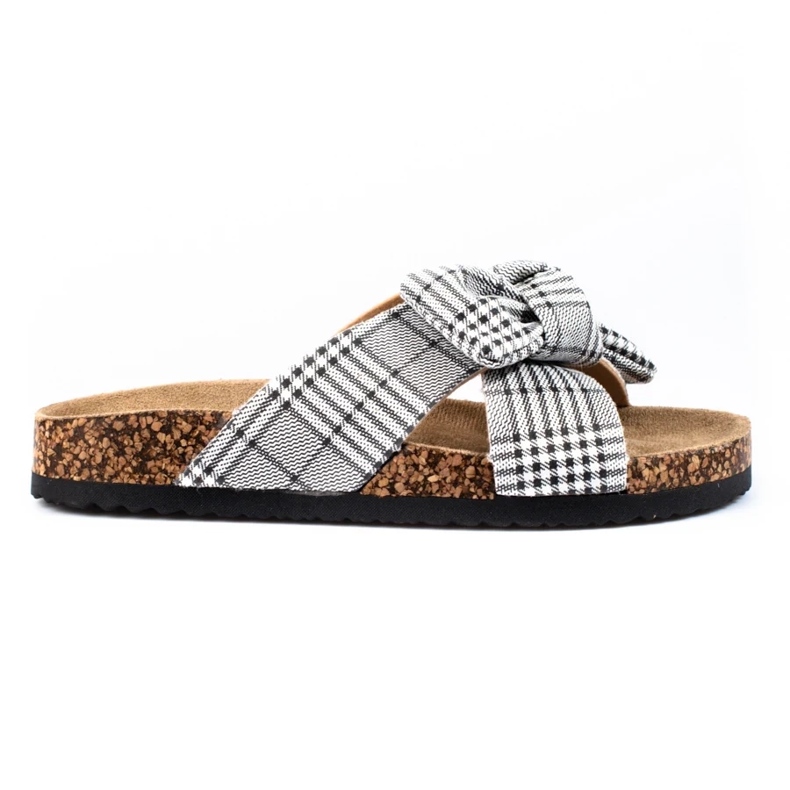 Vinceza women's checkered slippers white