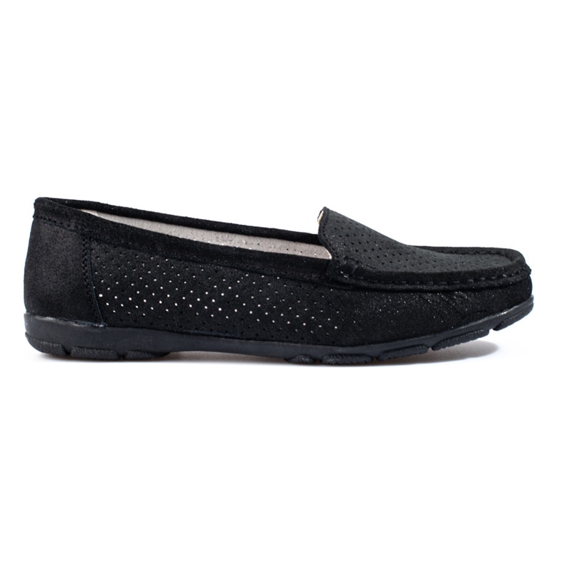 Vinceza women's black leather loafers