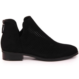 Women's openwork black suede boots W Vinceza Women's openwork black suede boots W Vinceza
