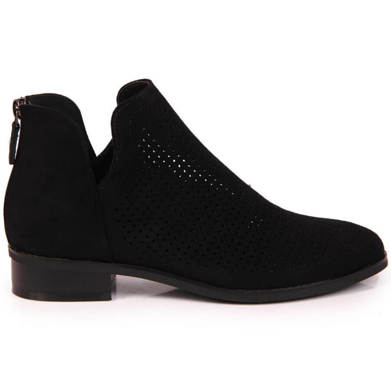 Women's openwork black suede boots W Vinceza