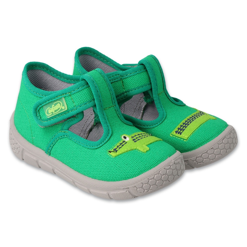 Befado children's slippers 631p022 green with a crocodile