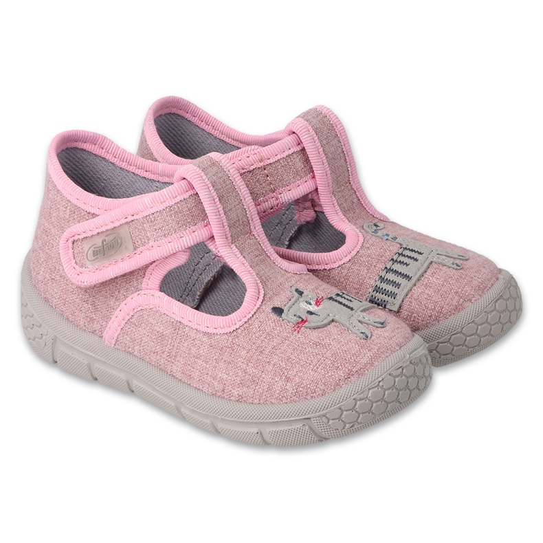 Befado children's slippers 631p020 pink with kitty