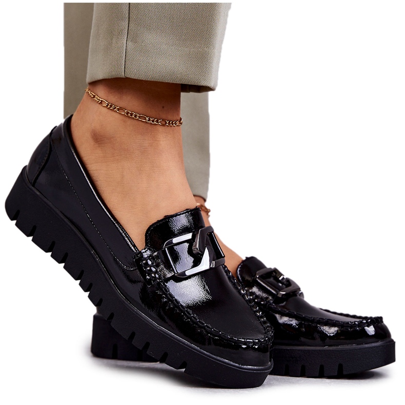 Sergio Leone Lacquered Loafers On The Black Kjersti Platform