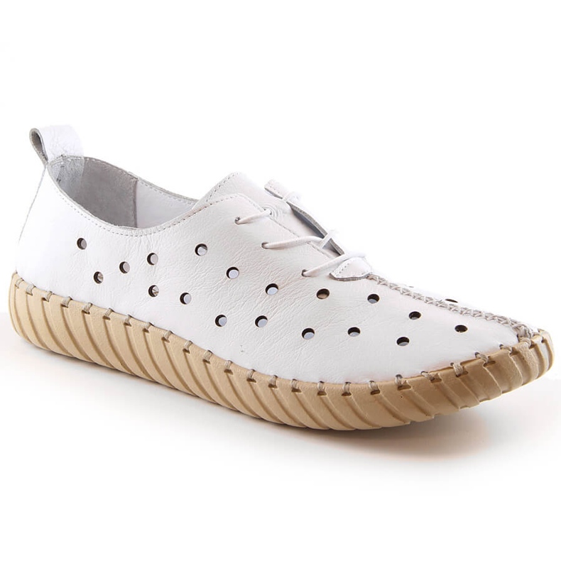 Leather comfortable openwork women's shoes white Artiker 48C0567