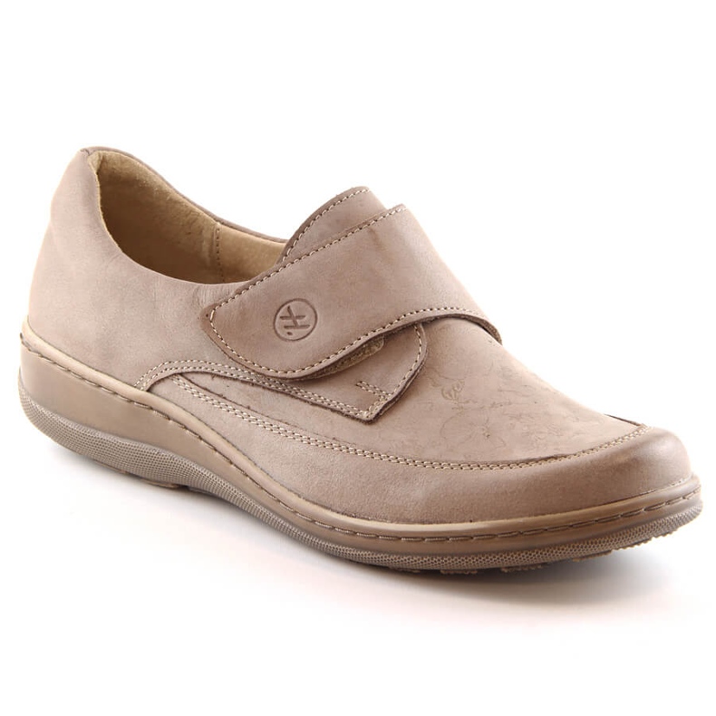 Comfortable women's leather shoes with Velcro beige Helios 395 Comfortable women's leather shoes with Velcro beige Helios 395
