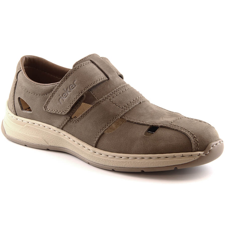 Pionier Verdeelstuk balkon Rieker 14369-25 summer leather men's light brown shoes beige - KeeShoes