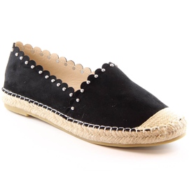 Women's slip-on espadrilles black Vinceza 34595