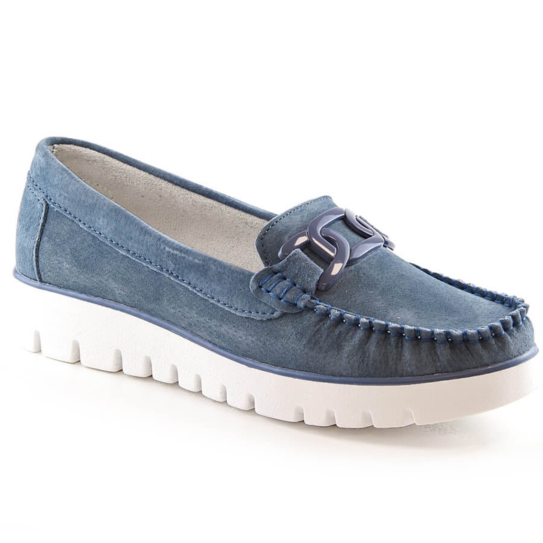 Women's leather suede loafers on the blue platform Filippo DP3334 Women's leather suede loafers on the blue platform Filippo DP3334
