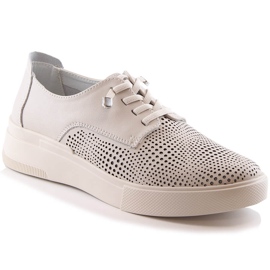 Women's beige leather openwork shoes Filippo DP4405 Women's beige leather openwork shoes Filippo DP4405
