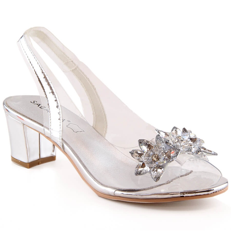 Sabatina 2014-600 silver women's transparent sandals with zircons Sabatina 2014-600 silver women's transparent sandals with zircons