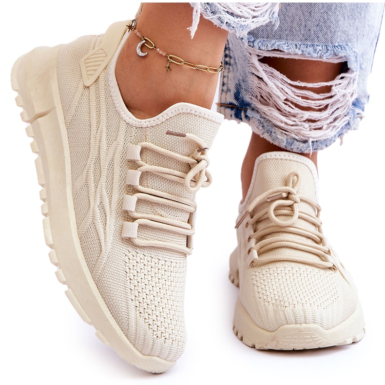 FB2 Women's Slip-on Sport Shoes Sneakers Beige Rosett